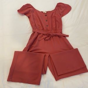 Like new coral monteau pant romper.